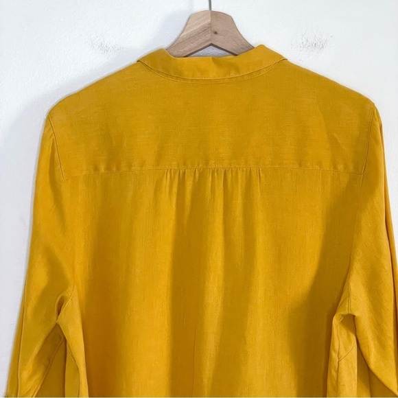 J. Jill Love Linen Roll Tab Sleeve A-Line Button Down Shirt Dandelion Large - Picture 7 of 15